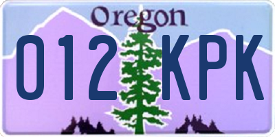 OR license plate 012KPK
