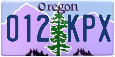 OR license plate 012KPX