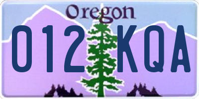 OR license plate 012KQA