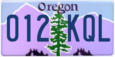 OR license plate 012KQL