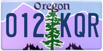 OR license plate 012KQR