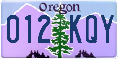 OR license plate 012KQY