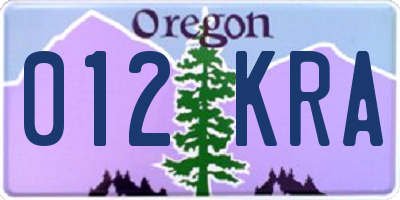 OR license plate 012KRA