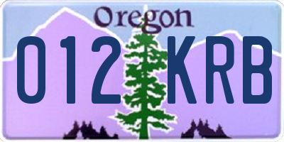 OR license plate 012KRB