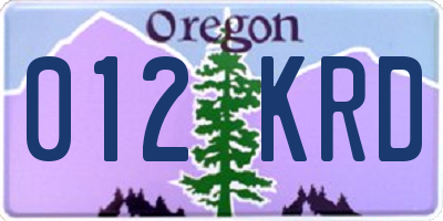 OR license plate 012KRD