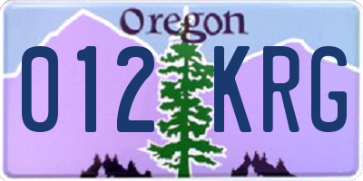 OR license plate 012KRG