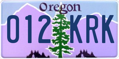 OR license plate 012KRK