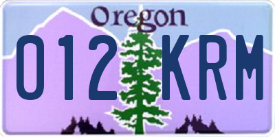 OR license plate 012KRM