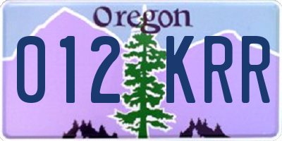 OR license plate 012KRR