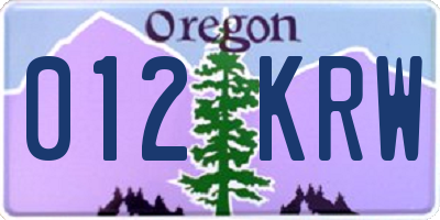 OR license plate 012KRW