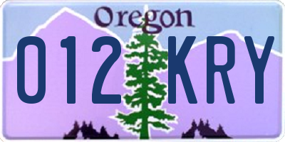 OR license plate 012KRY