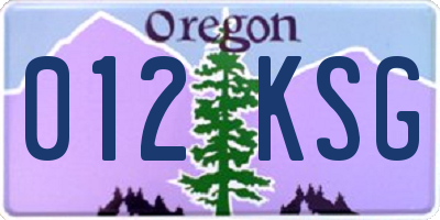 OR license plate 012KSG