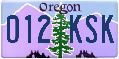 OR license plate 012KSK