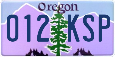 OR license plate 012KSP