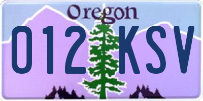 OR license plate 012KSV