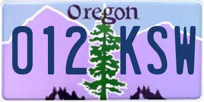 OR license plate 012KSW
