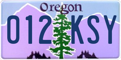 OR license plate 012KSY