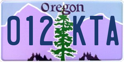 OR license plate 012KTA