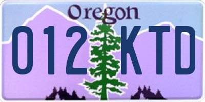 OR license plate 012KTD