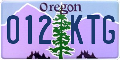OR license plate 012KTG