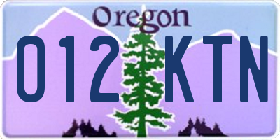 OR license plate 012KTN