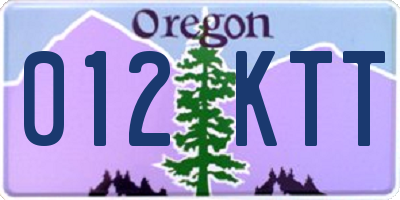 OR license plate 012KTT