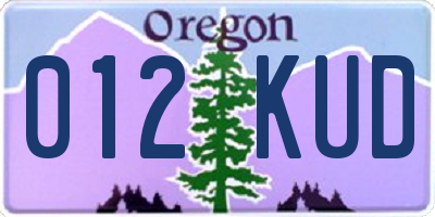 OR license plate 012KUD