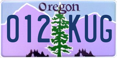 OR license plate 012KUG