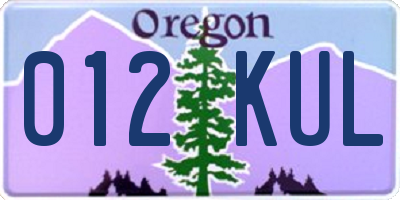 OR license plate 012KUL