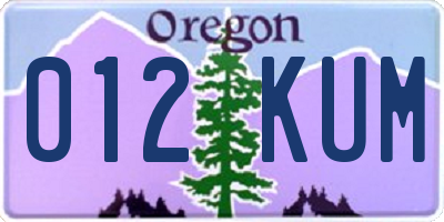 OR license plate 012KUM