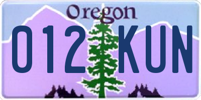 OR license plate 012KUN