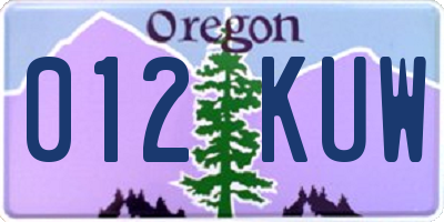 OR license plate 012KUW