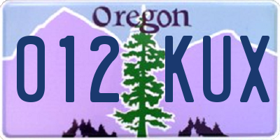 OR license plate 012KUX