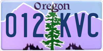 OR license plate 012KVC