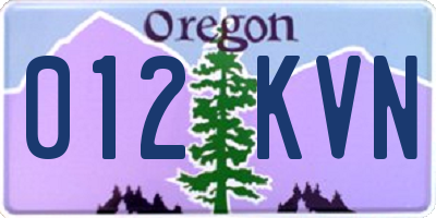 OR license plate 012KVN