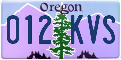OR license plate 012KVS