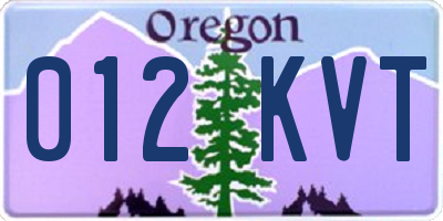 OR license plate 012KVT