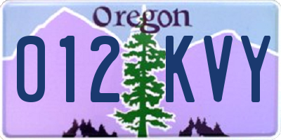 OR license plate 012KVY