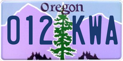 OR license plate 012KWA