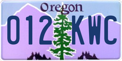OR license plate 012KWC
