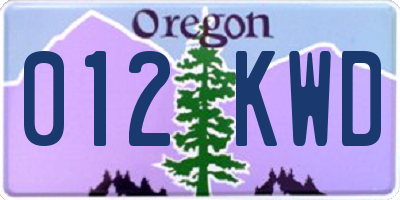 OR license plate 012KWD