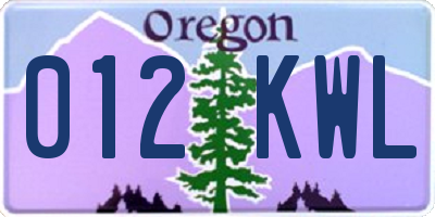 OR license plate 012KWL