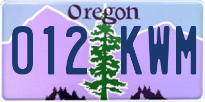 OR license plate 012KWM