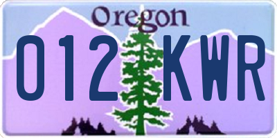 OR license plate 012KWR