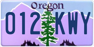 OR license plate 012KWY
