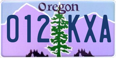 OR license plate 012KXA