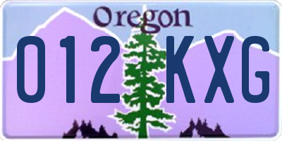OR license plate 012KXG