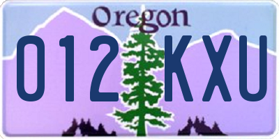 OR license plate 012KXU