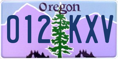 OR license plate 012KXV