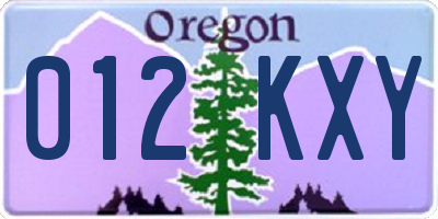 OR license plate 012KXY